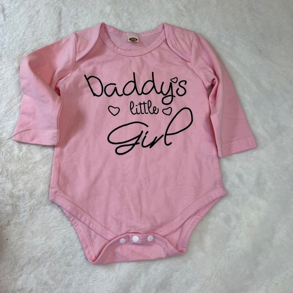 Daddy's Little Girl Onesie Bodysuit Long Sleeve Pink‎ Baby Girl Size 70
